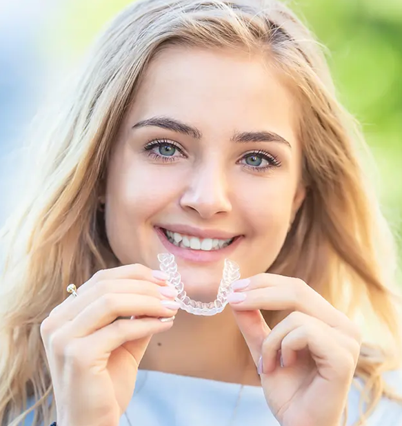 belmont woman using invisalign